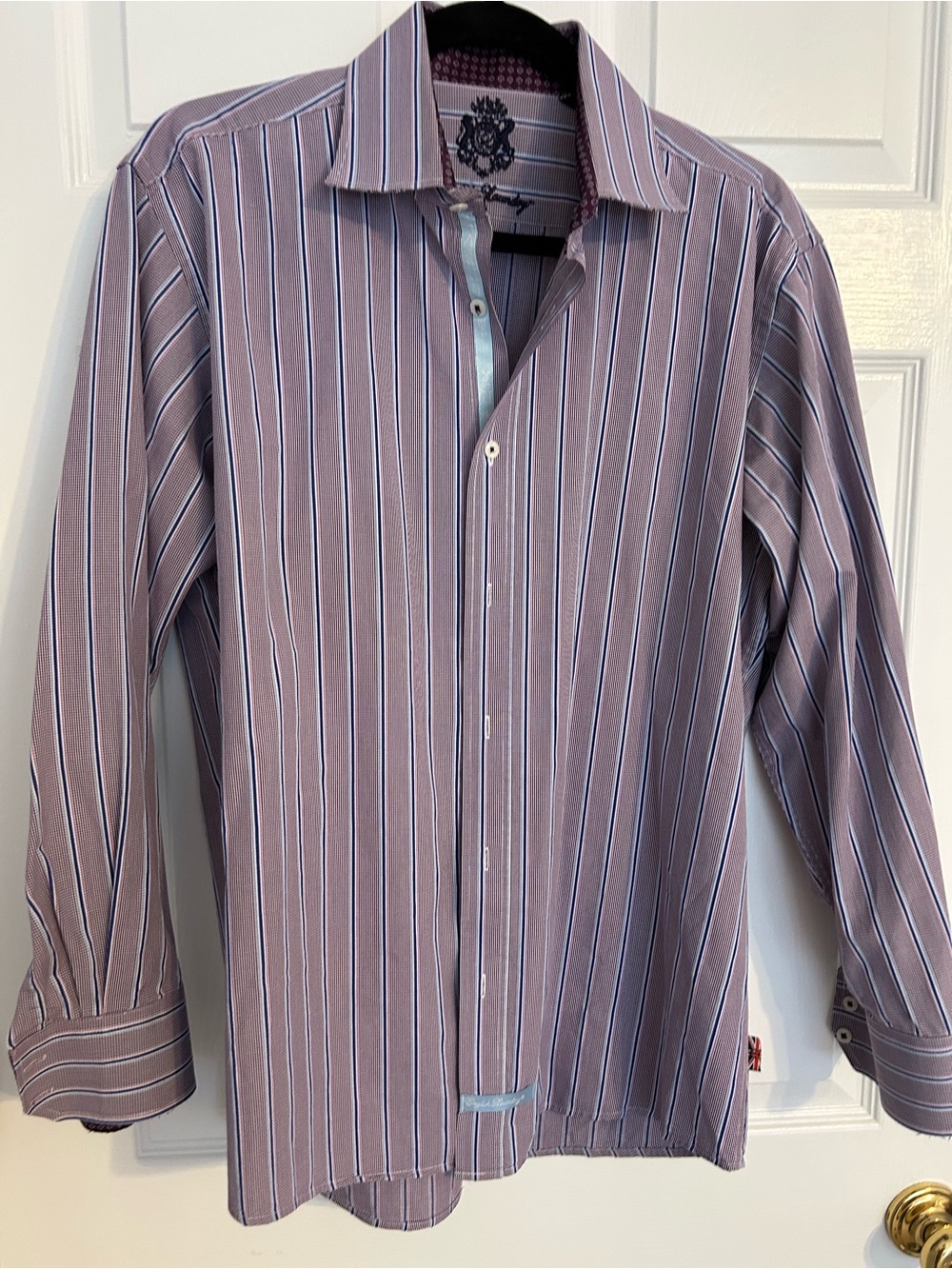 English Laundry Navy & Burgundy Patterned Crest Dress Shirt